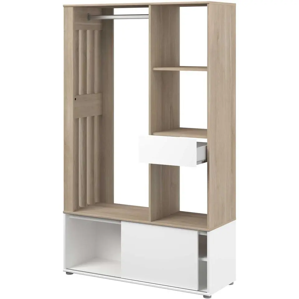 Garderobe Ghislain 1 deur & 1 lade - Japanse eik/wit