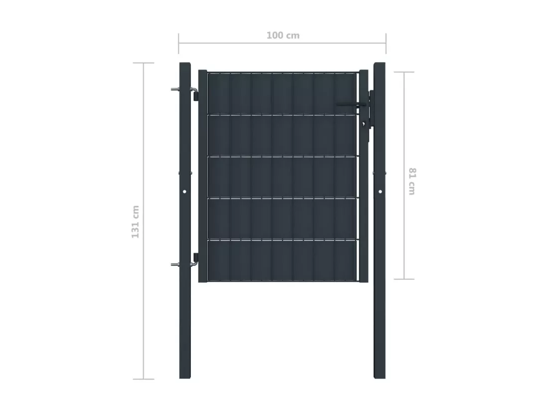 Portail de cl?ture PVC et acier 100x81 cm Anthracite