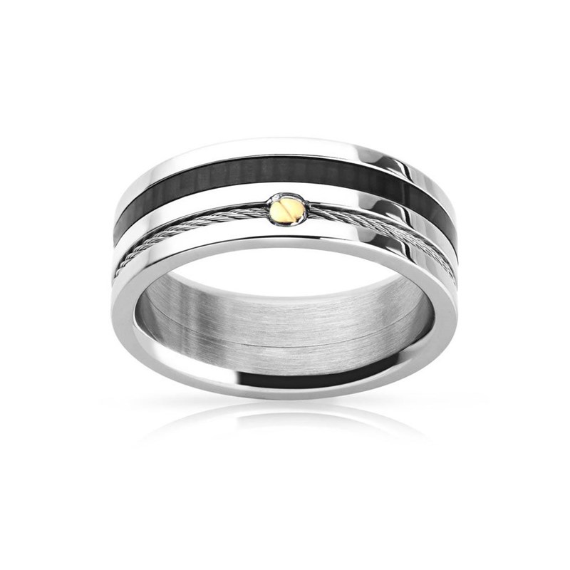 Bague Acier et Or Phébus 14/0040