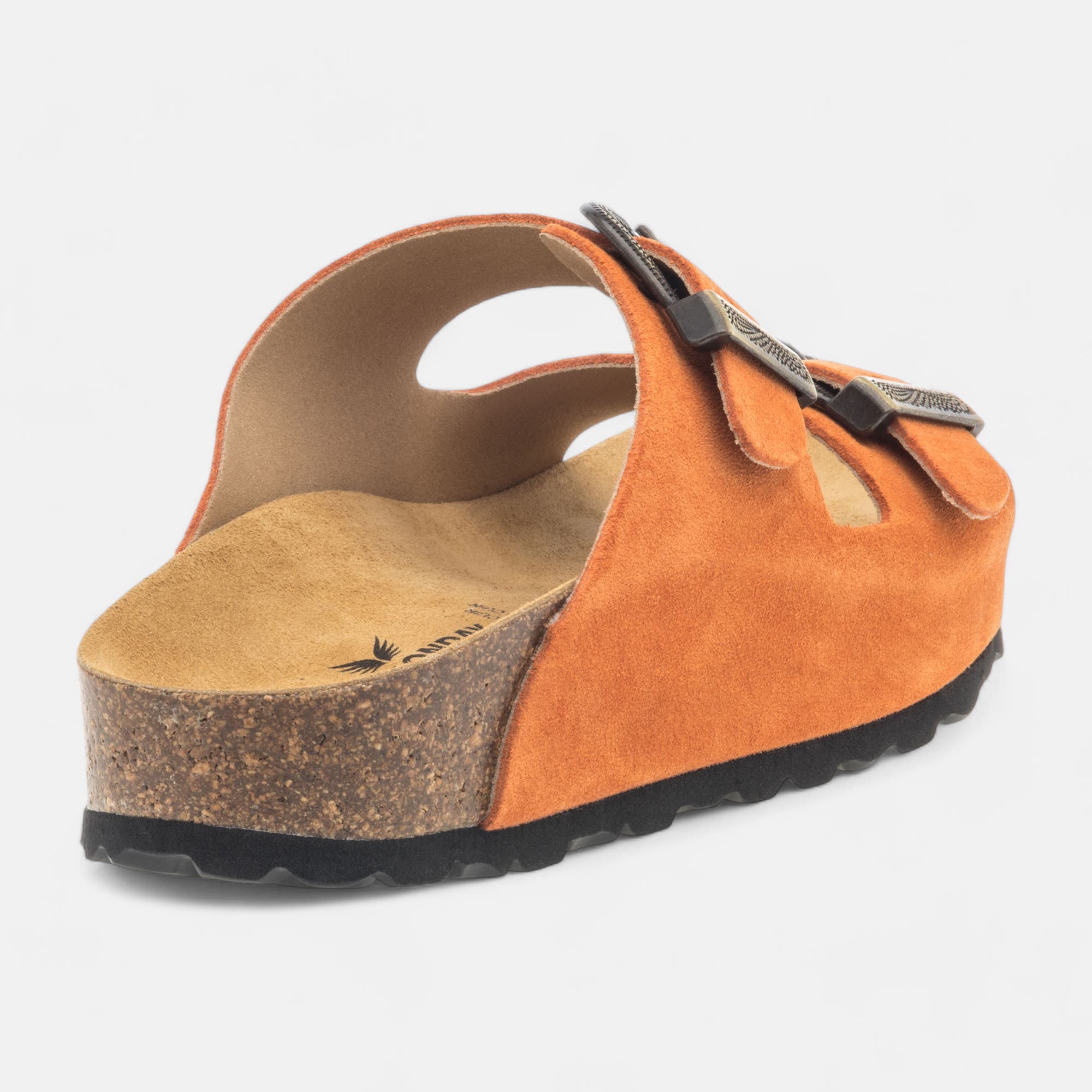 Mules semelle liège Femme en cuir orange