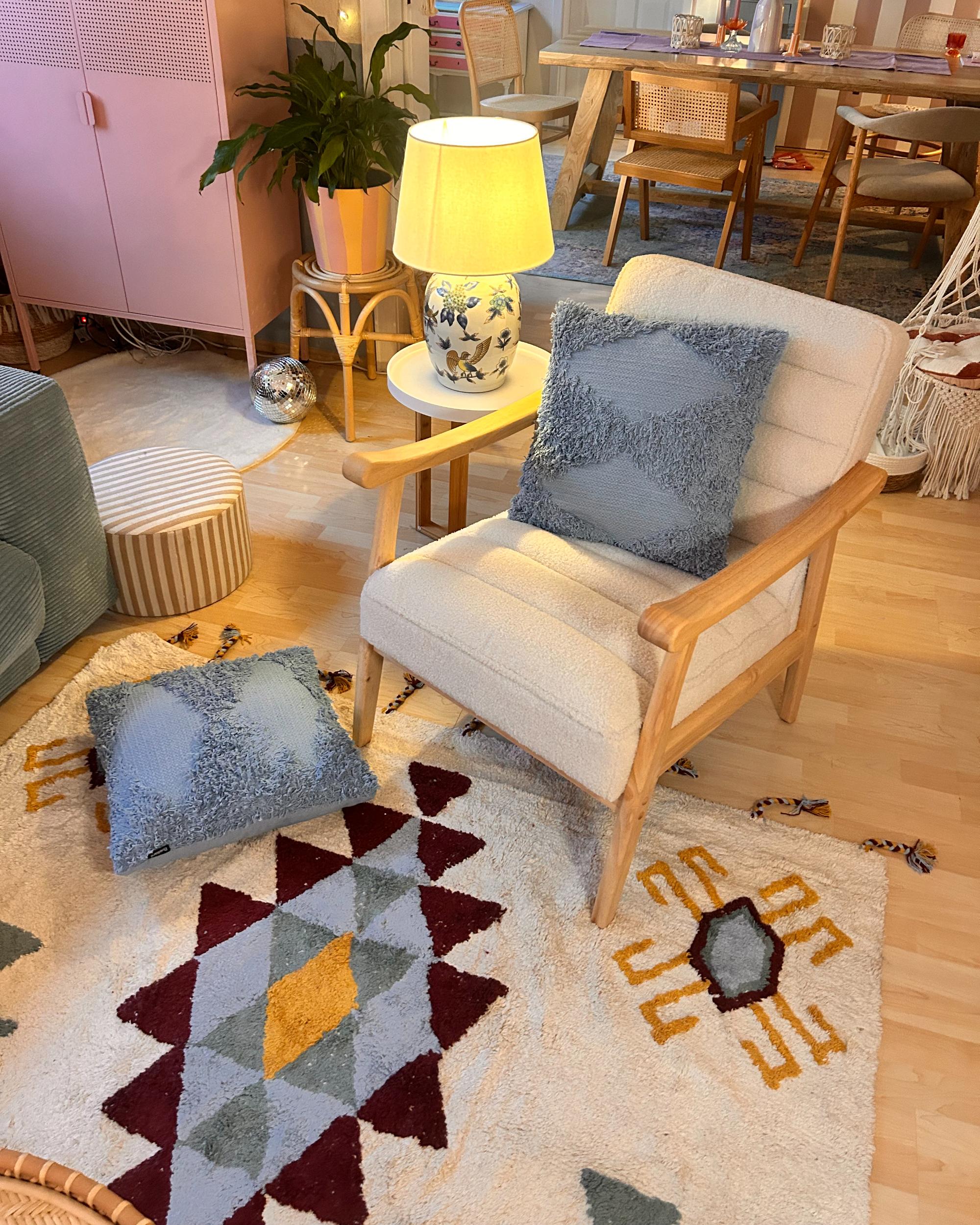 Vloerkleed DUZCE Beige 160 x 230 cm Katoen