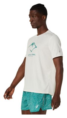 Maillot manches courtes Asics Fujitrail Logo Blanc/Bleu Homme