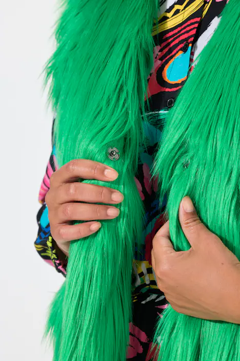 Weste, Straight Fit, Neon FakeFur, offene Form, maigrün