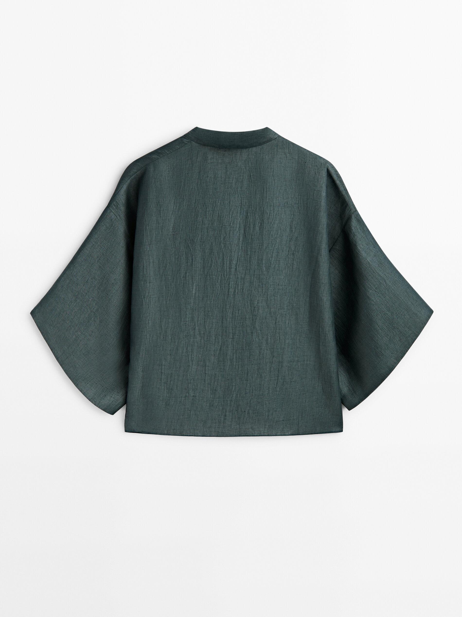 Quimono curto mezcla linho lazos - VERDE
