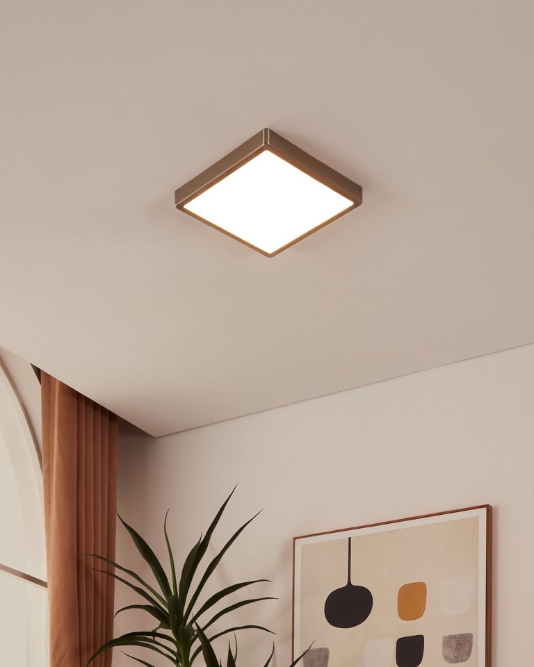 EGLO - Fueva-Z plafond børstet stål 28,5x28,5 - TW - Zigbee, Bluetooth