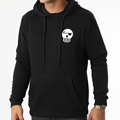 Sweat Capuche Logo Chest And Back Noir Blanc