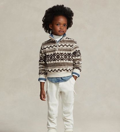 Polo Ralph Lauren Fleecetr?je - Holiday - Creme/Brun m. M?nster