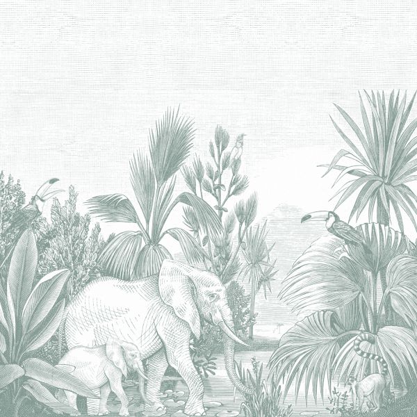 Estahome Jungle Motief Fotobehang  - 3 x 2,79 m - Grijs