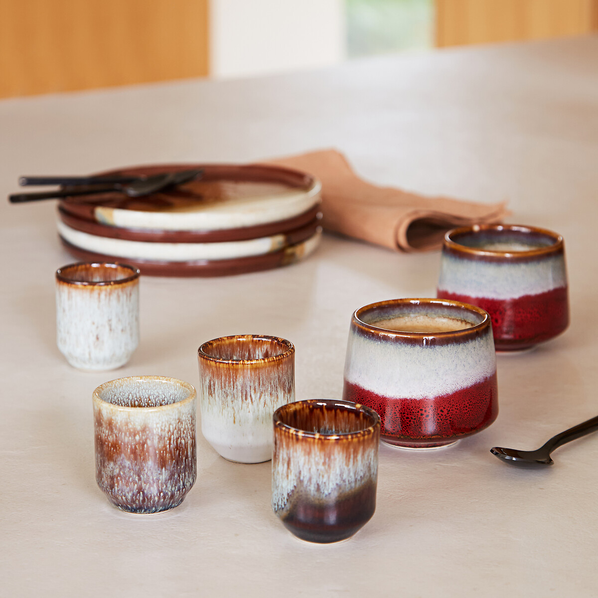 LA REDOUTE INTERIEURS<br>Conjunto de 4 xícaras de café expresso em faiança vidrada reativa, Illiano