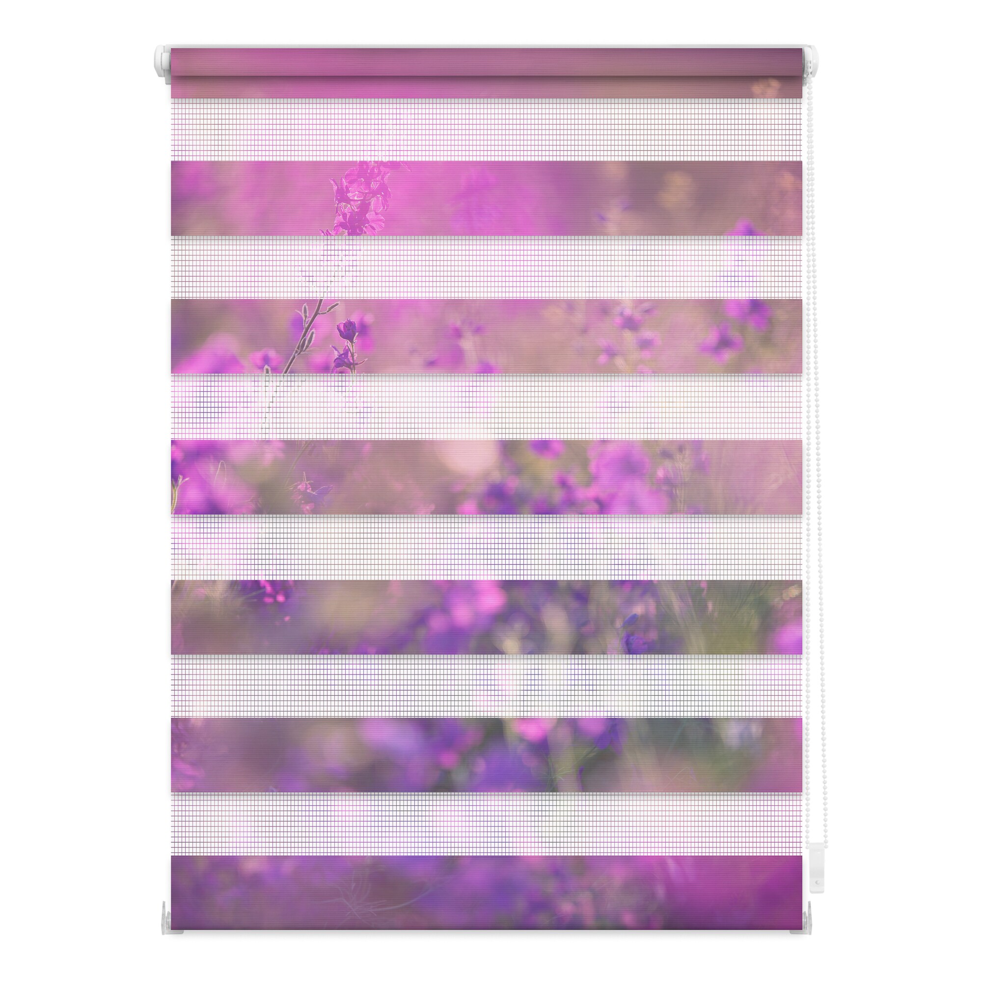 Lichtblick Duo Rollo Klemmfix, ohne Bohren, blickdicht, Blumenwiese - Fuchsia Violett