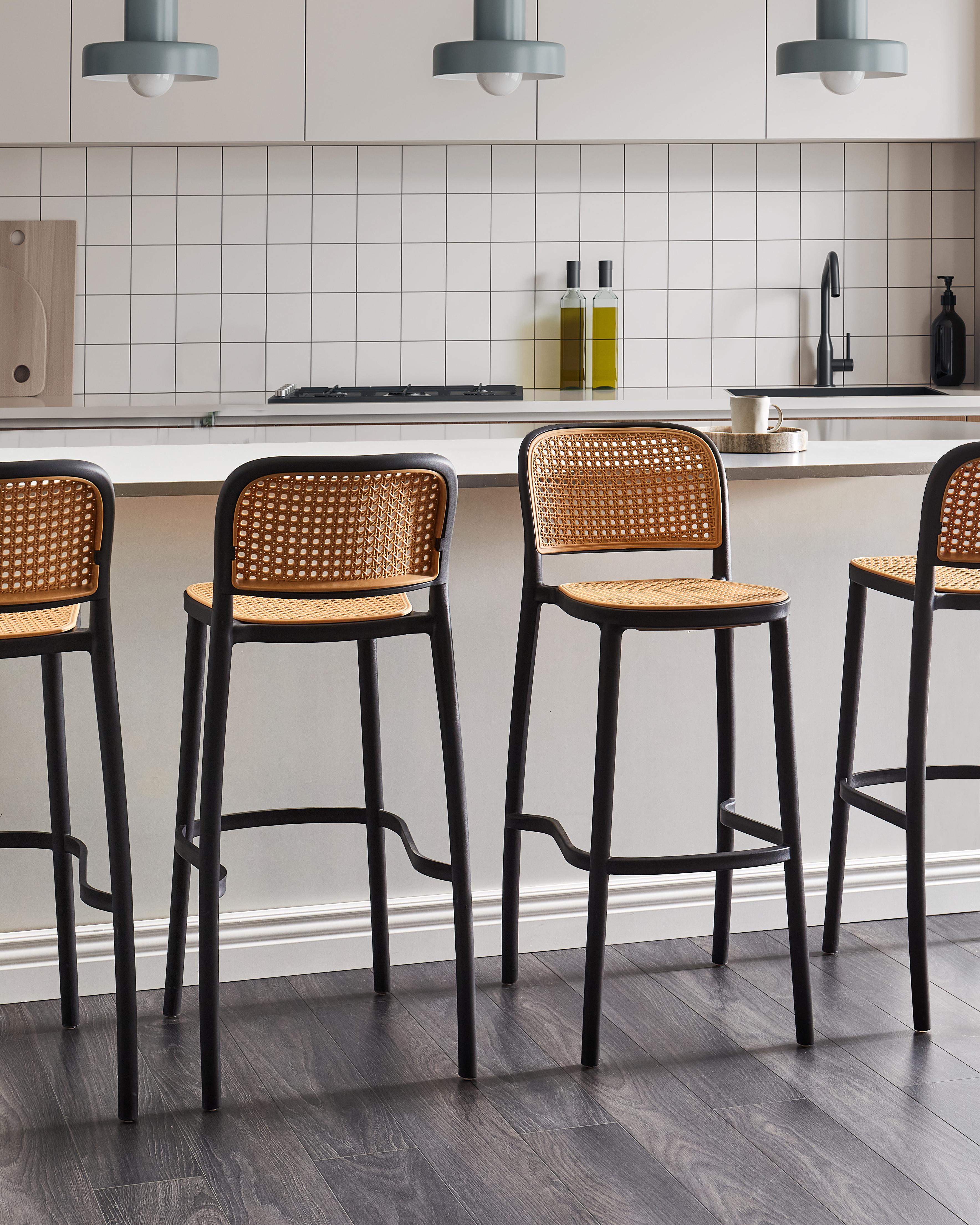 Set van 4 barstoelen PLOSE Synthetisch materiaal Beige