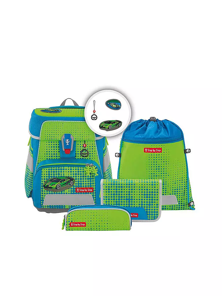 STEP BY STEP Schultaschen Set 5tlg SPACE Neon Race Chuck  hellgrün