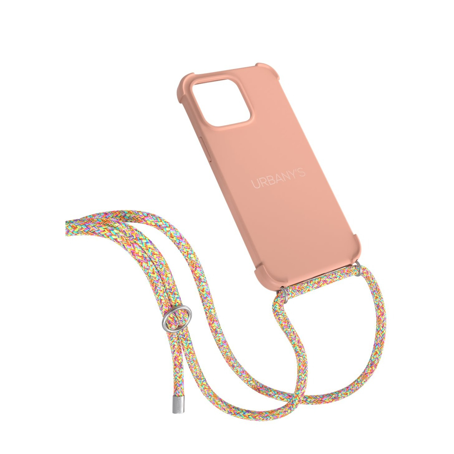 (130cm) iPhone 16 Pro Max Summer of Love Necklace Hybrid Hülle Air Cushion Fallschutz   Handykette (PN-SLS-I16PM-SLS) - Rosa