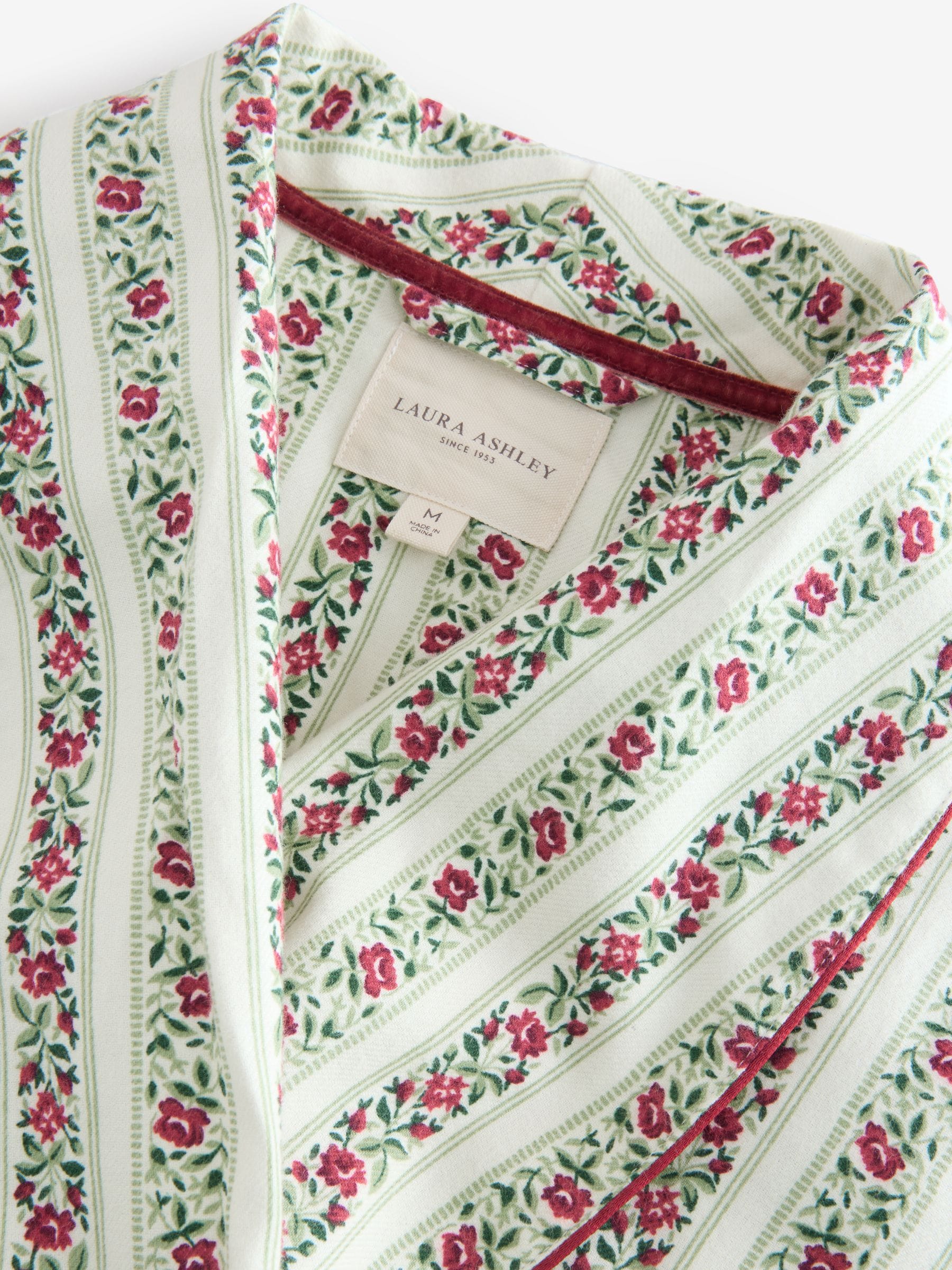 Laura Ashley feestelijke Kerstmis roos Kelbrook gestreepte overslagbadjas