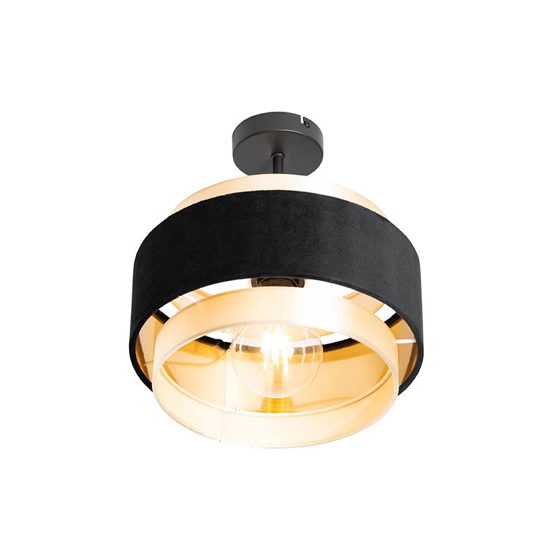 Moderne plafondlamp zwart met goud - Elif