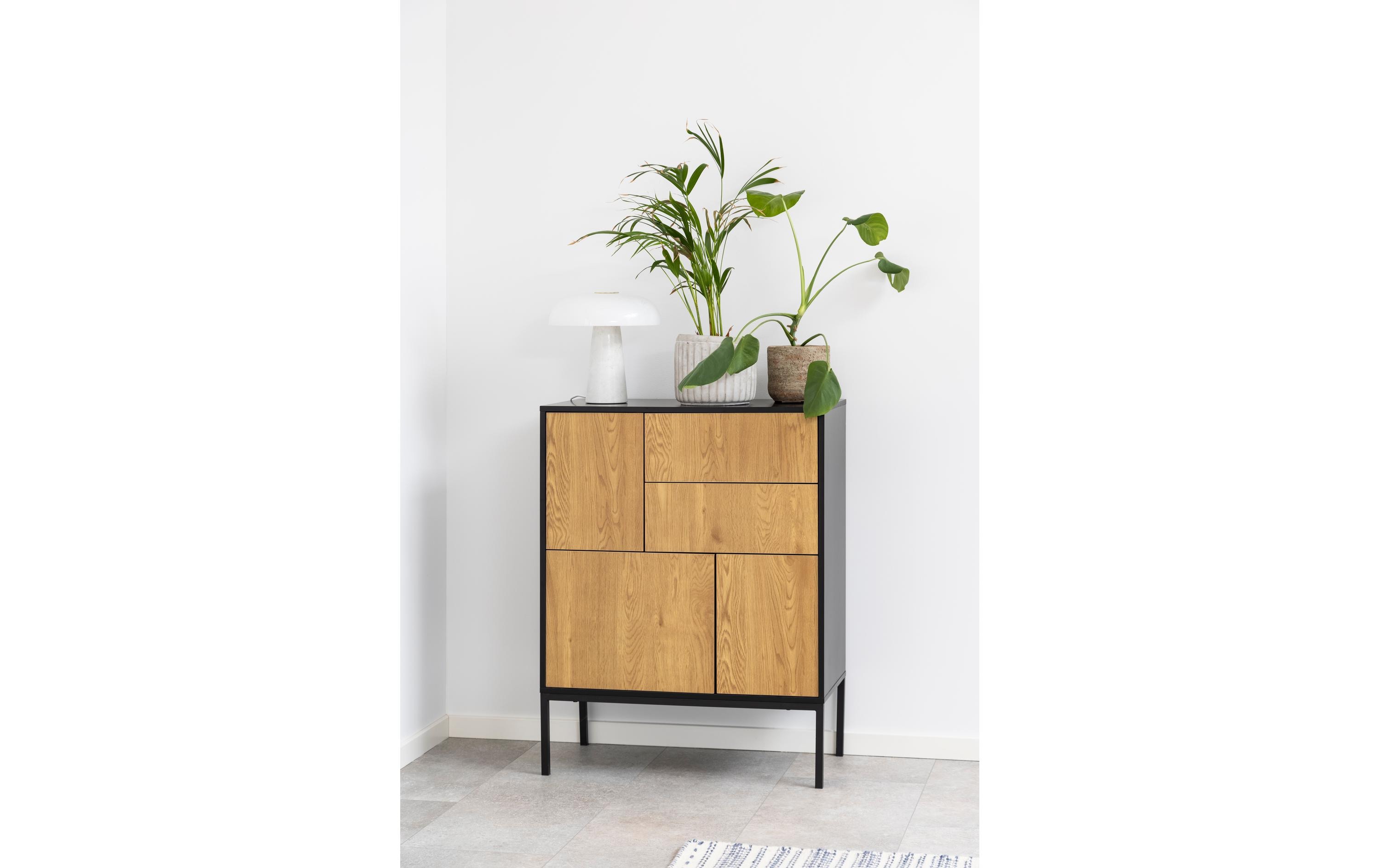Kommode Seaford 80 x 40 x 103 cm, Nature/Schwarz<br>Sideboard