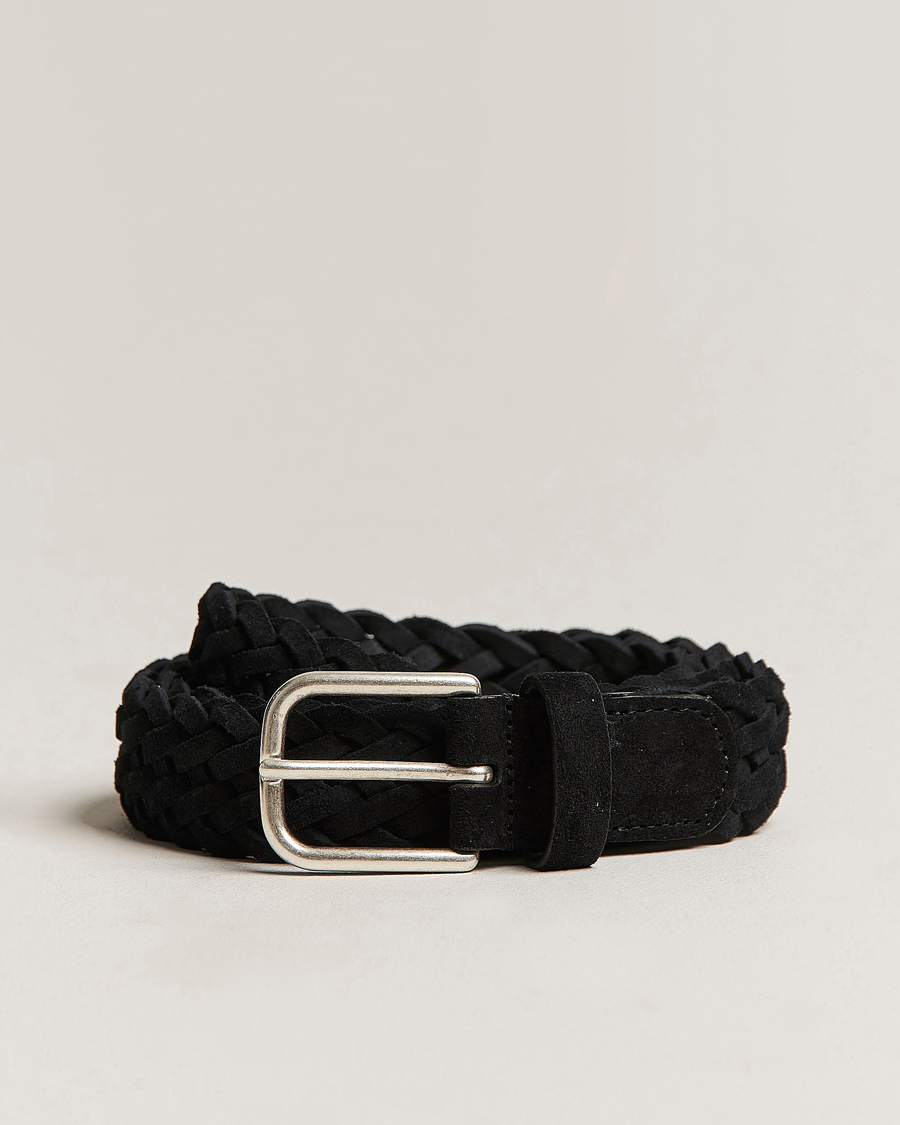 Anderson's Woven Suede Belt 3 cm Black