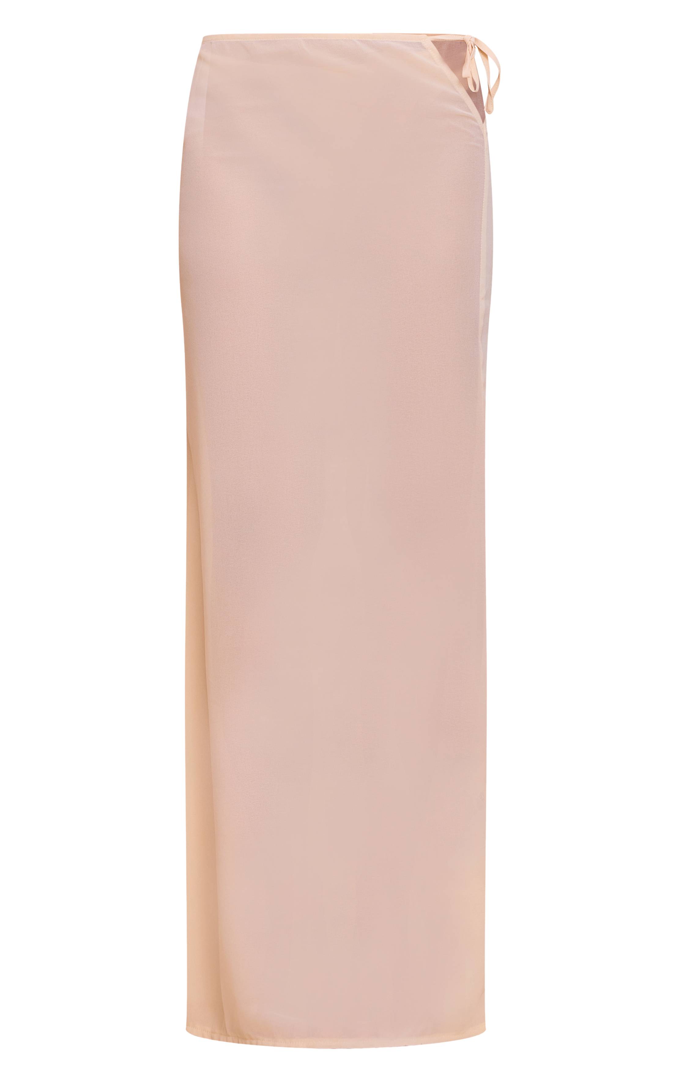 Crème Jupe Longue Taille Basse Transparente À Imprimé Rayé