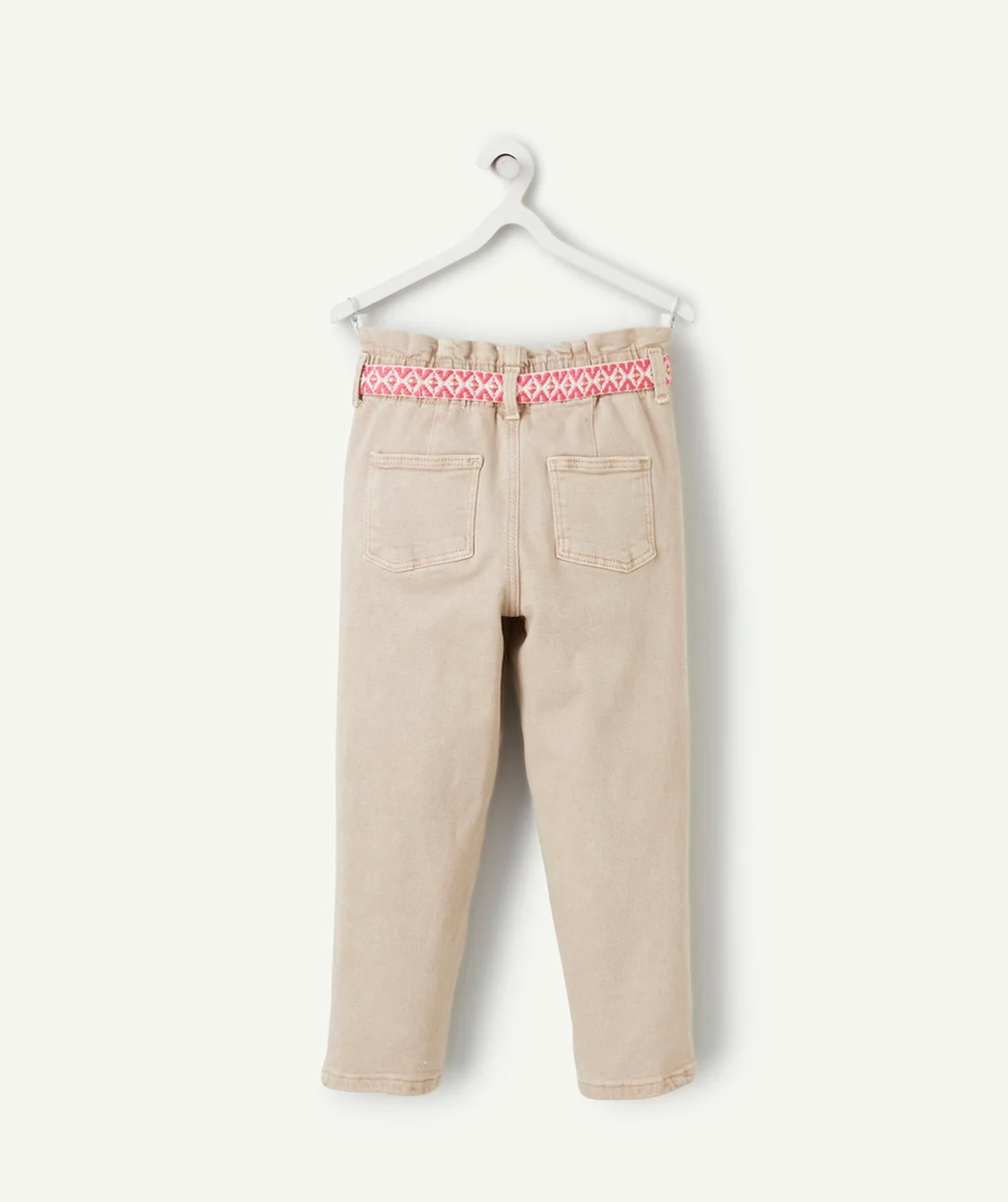 pantalon slouchy fille beige avec ceinture