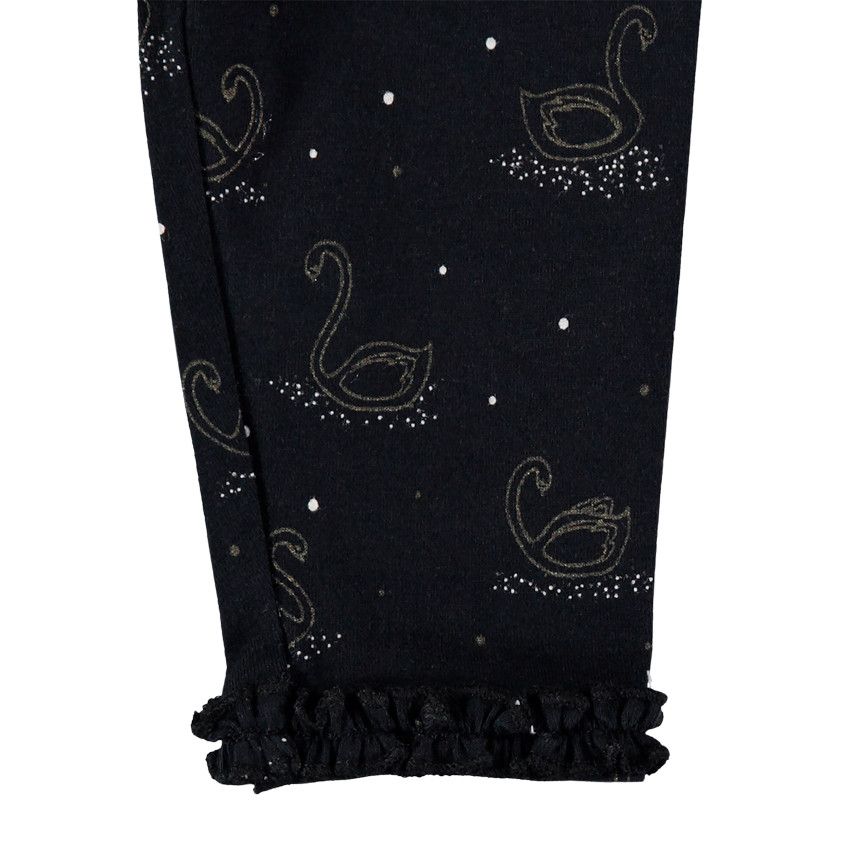Ensemble tunique et legging imprimés cygnes - Ecru