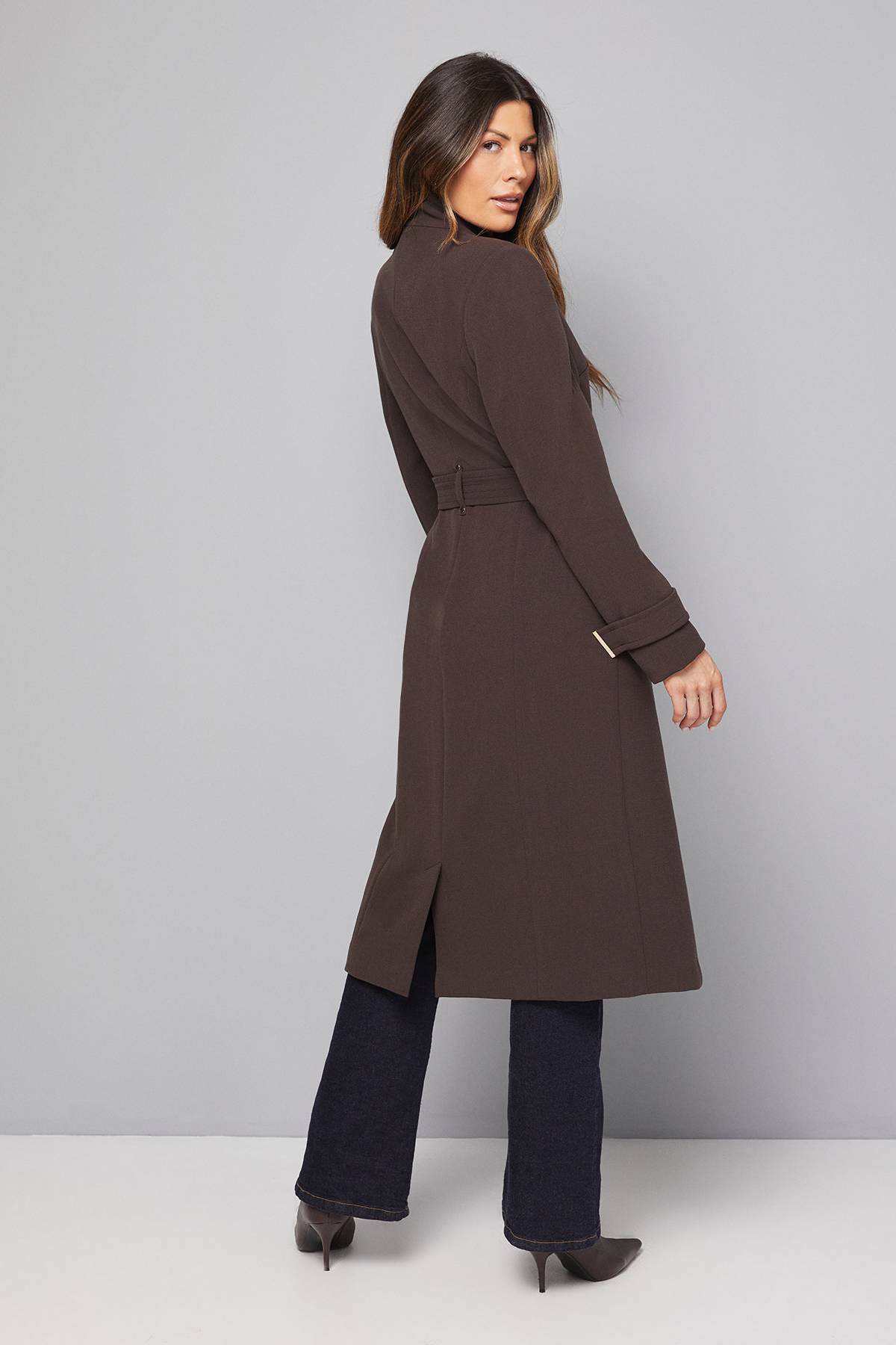 Wallis Manteau Ceinturé à Double Crêpe Portefeuille