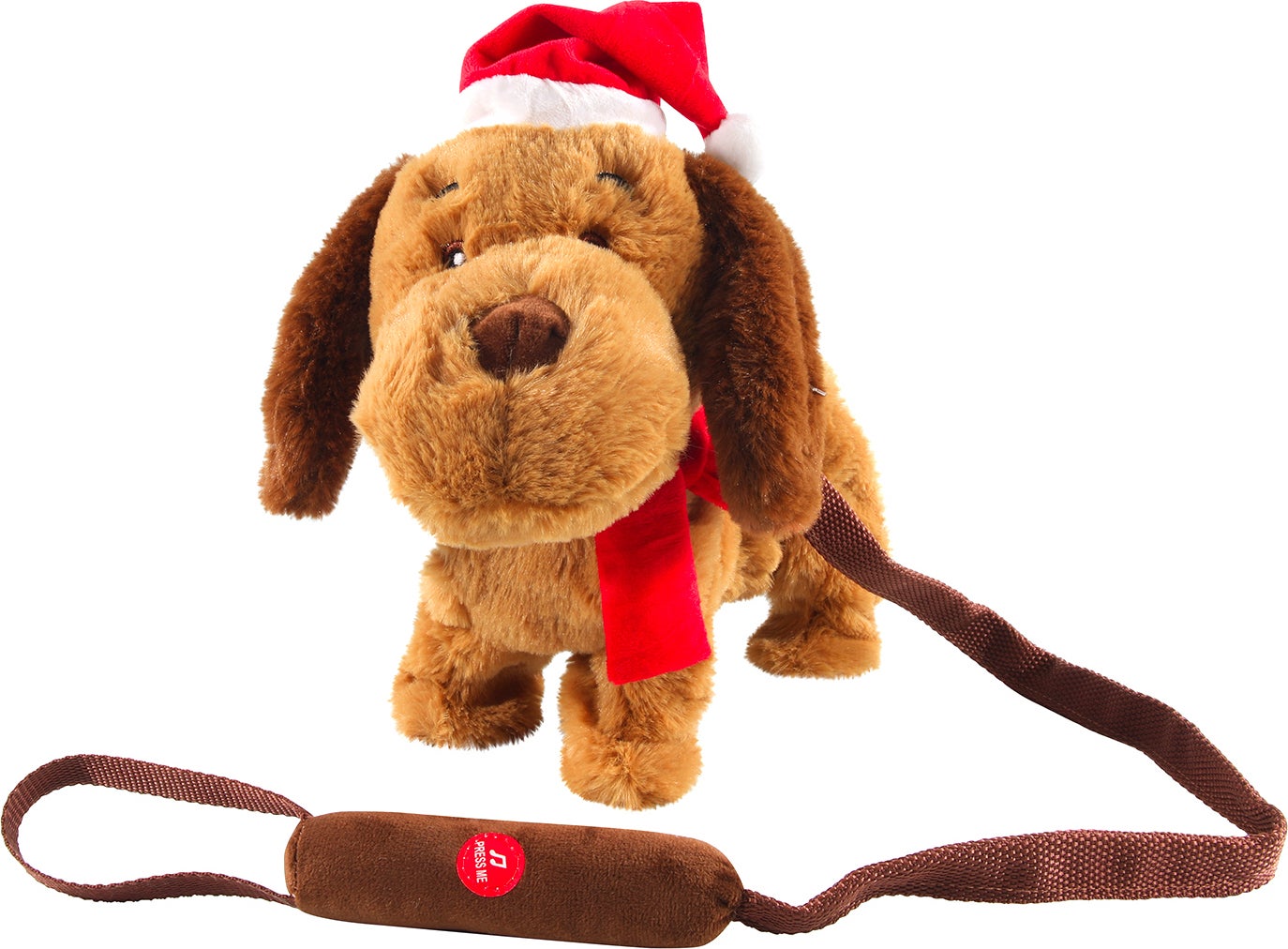 Knuffel hond met muziek bruin H 30 cm
