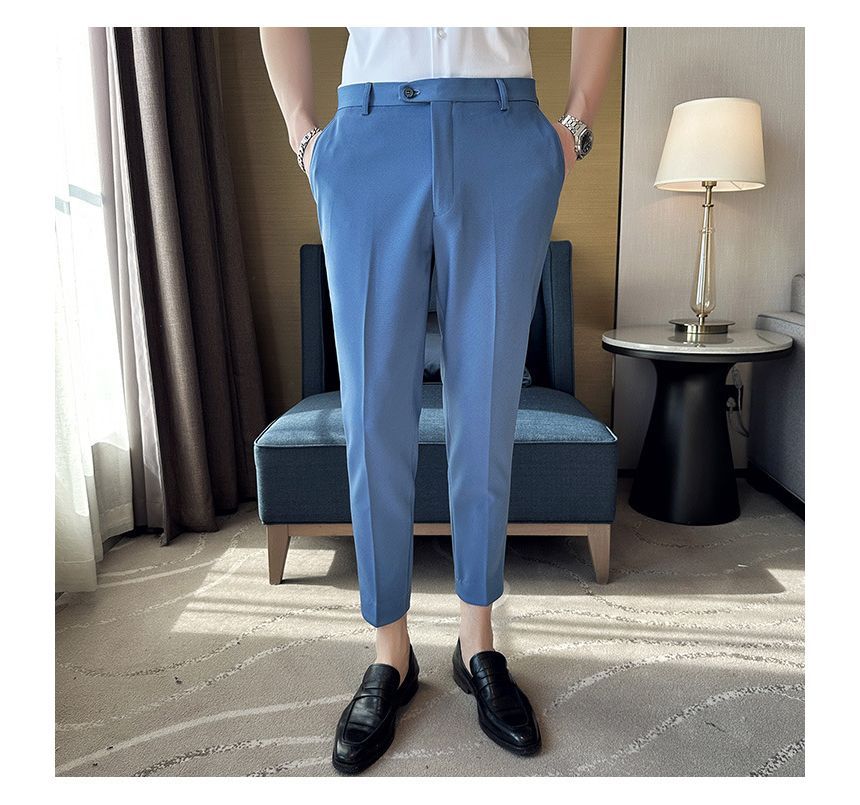 Lefitt - Effen cropped taps toelopende pantalon