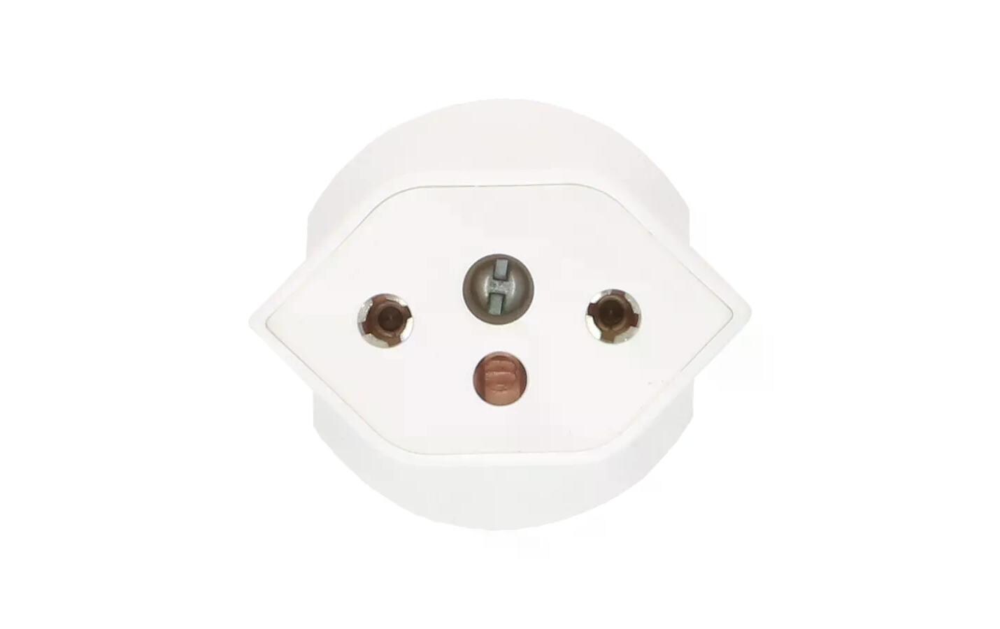 Fixadapter Schuko auf T13, WeissÜbergangsstecker zur Nutzung von 3-poligen Geräten mit Schweizer-Stecker in Ländern mit Schuko-Steckern
