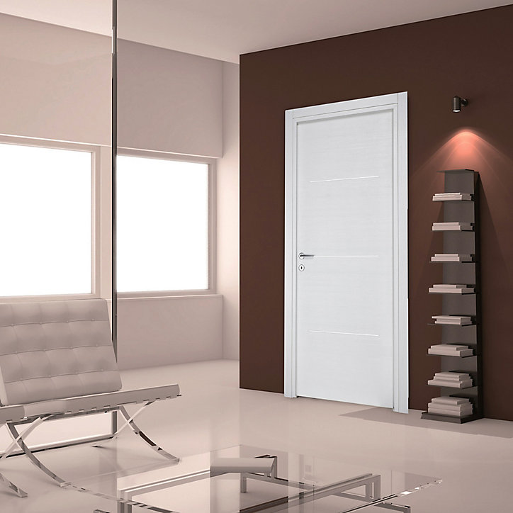 Bloc-porte Triaconta blanchi H.204 x l.73 cm, poussant droit