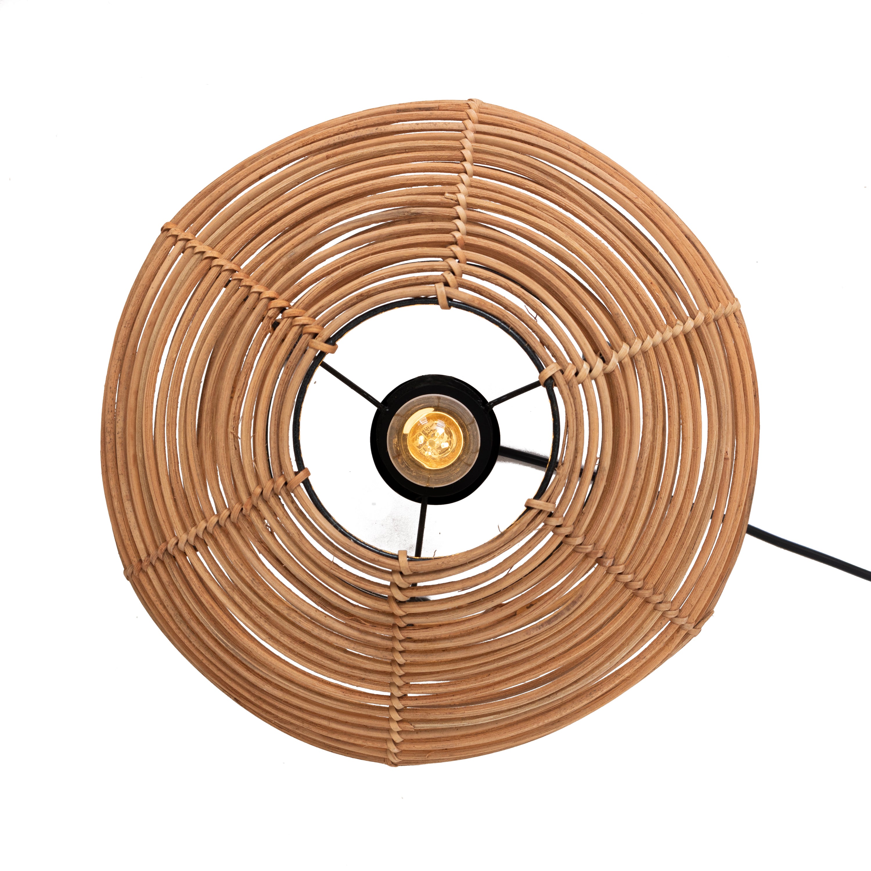 Lampe à poser - esteban - en rotin - marron - cezare - ø32cm