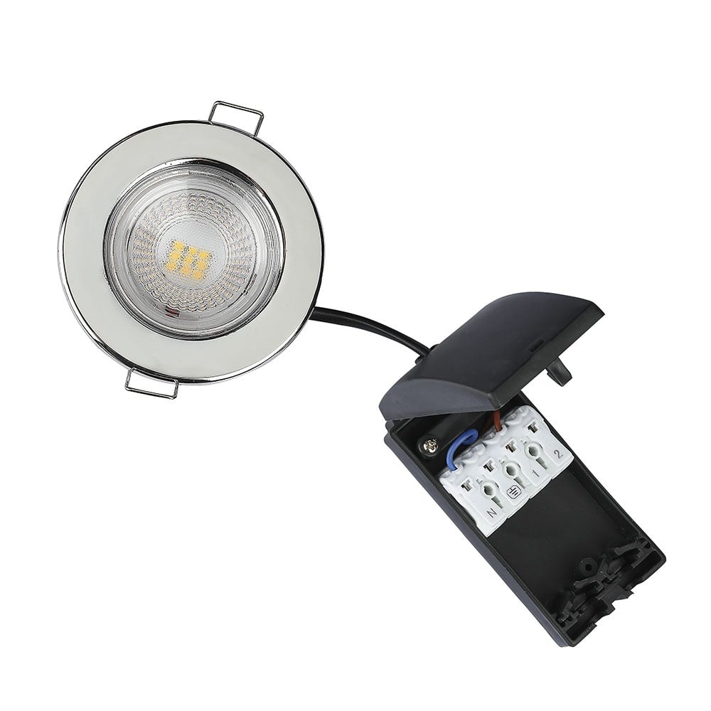 LED downlights - PRO Brandwerende Geïntegreerde - Samsung - IP65 - Chroom - 5 Watt - 500 Lumen - 6400K - 5 jaar