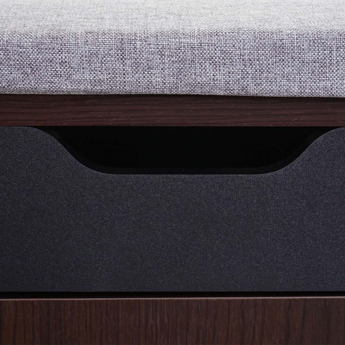 Schuhkommode mit Sitzmöglichkeit MCW-A27, Kommode Bank mit Kissen, 53x110x30cm 3D-Struktur Metall ~ dunkelbraun