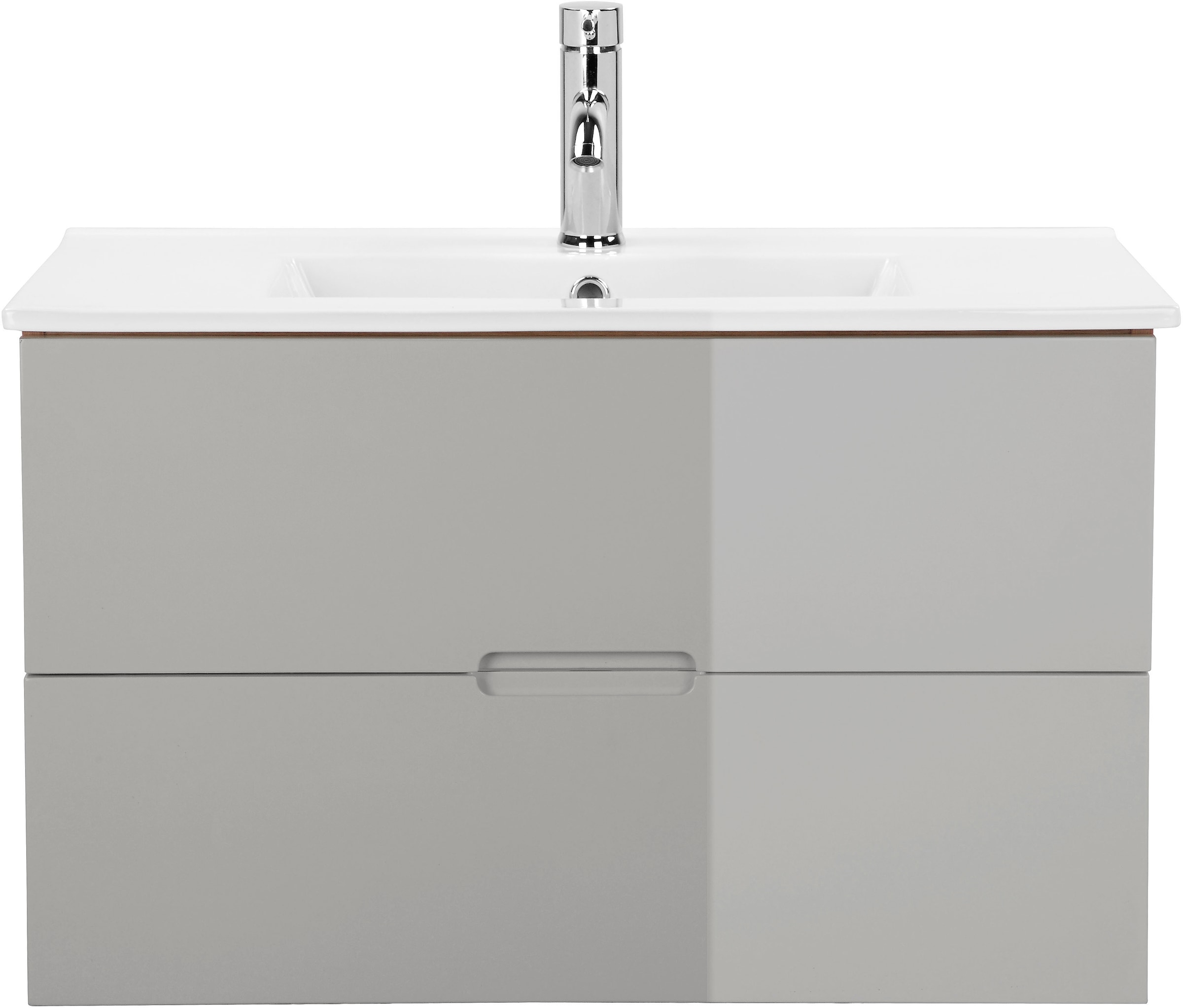 welltime Waschtisch »Lund Badezimmerschrank Unterschrank mit Becken« Set,  Waschplatz mit Waschbecken  und 2 Auszügen Breite 80 cm
