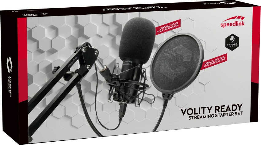 Speedlink Streaming-Mikrofon »VOLITY READY Streaming Starter Set« für Gaming/Computer/Notebook/Laptop, Mikrofon, Mikrofonarm, Windschutz