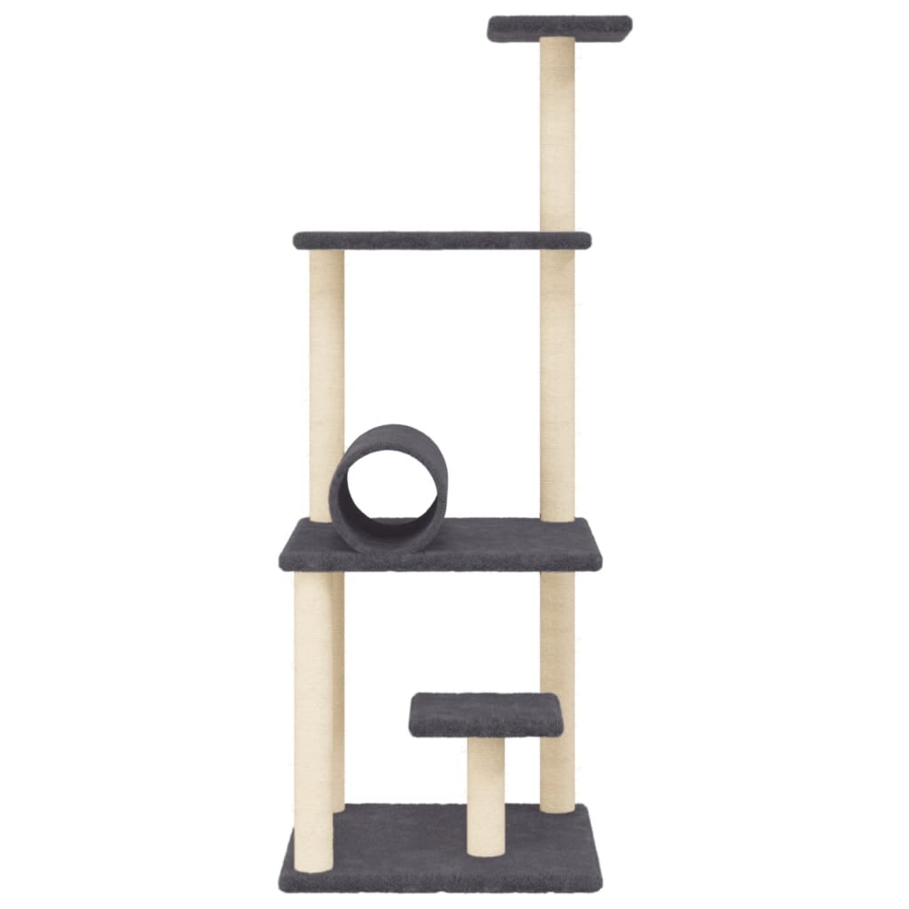 Arranhador para gatos vidaXL com hastes de sisal cinza escuro, 136 cm