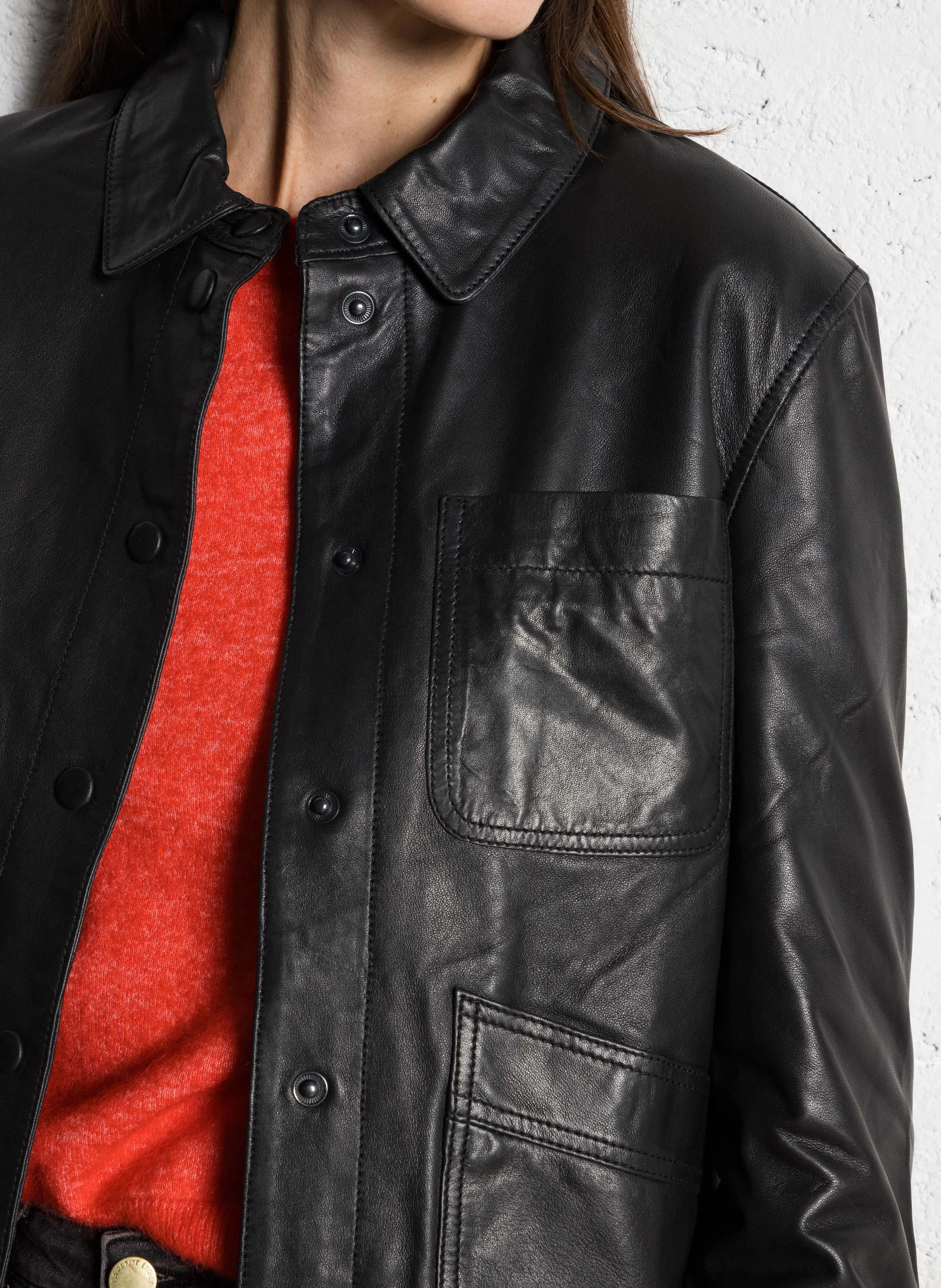 FAULINE - Veste col classique droite en jacquard imprimé | Noir
