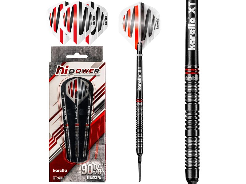 Karella Dartpfeile Softdart HiPower 18g, 3 Stück – Schwarz 90% Tungsten Dartpfeile