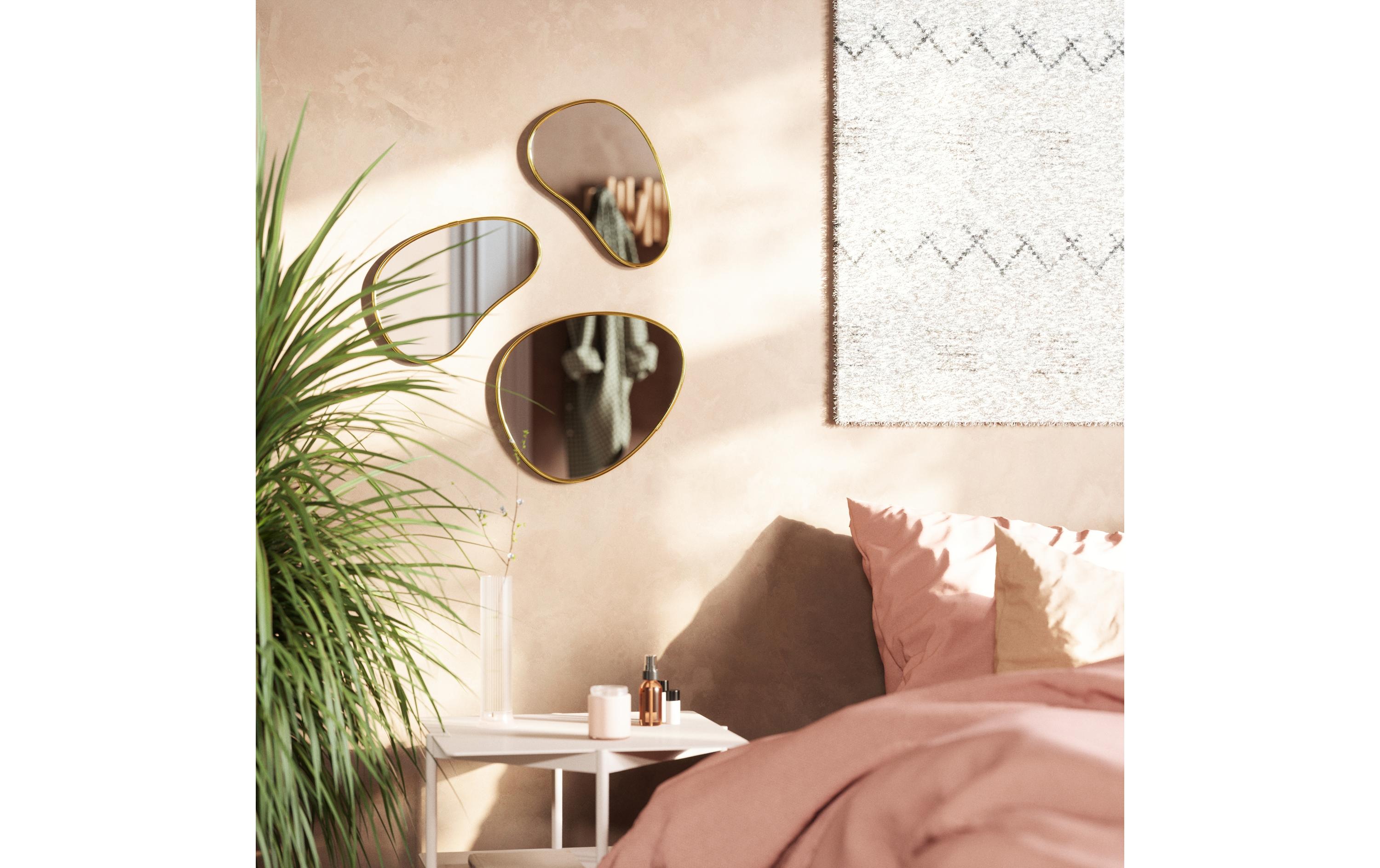 Spiegel Hubba Pebble 3er Set, GoldModernes Wandspiegel-Set