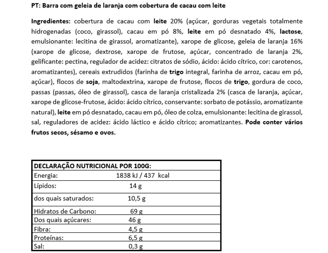 BARRA CEREAIS TEKMAR JELLY JUICY LARANJA 40 G