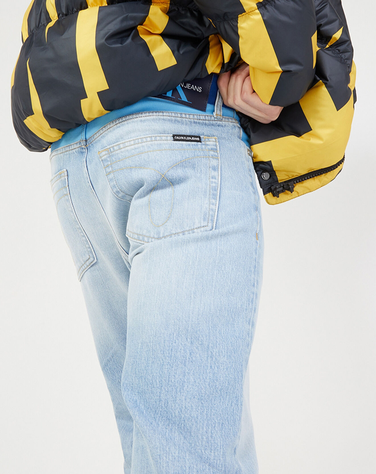Calvin Klein Jean Slim Color Block bleu délavé