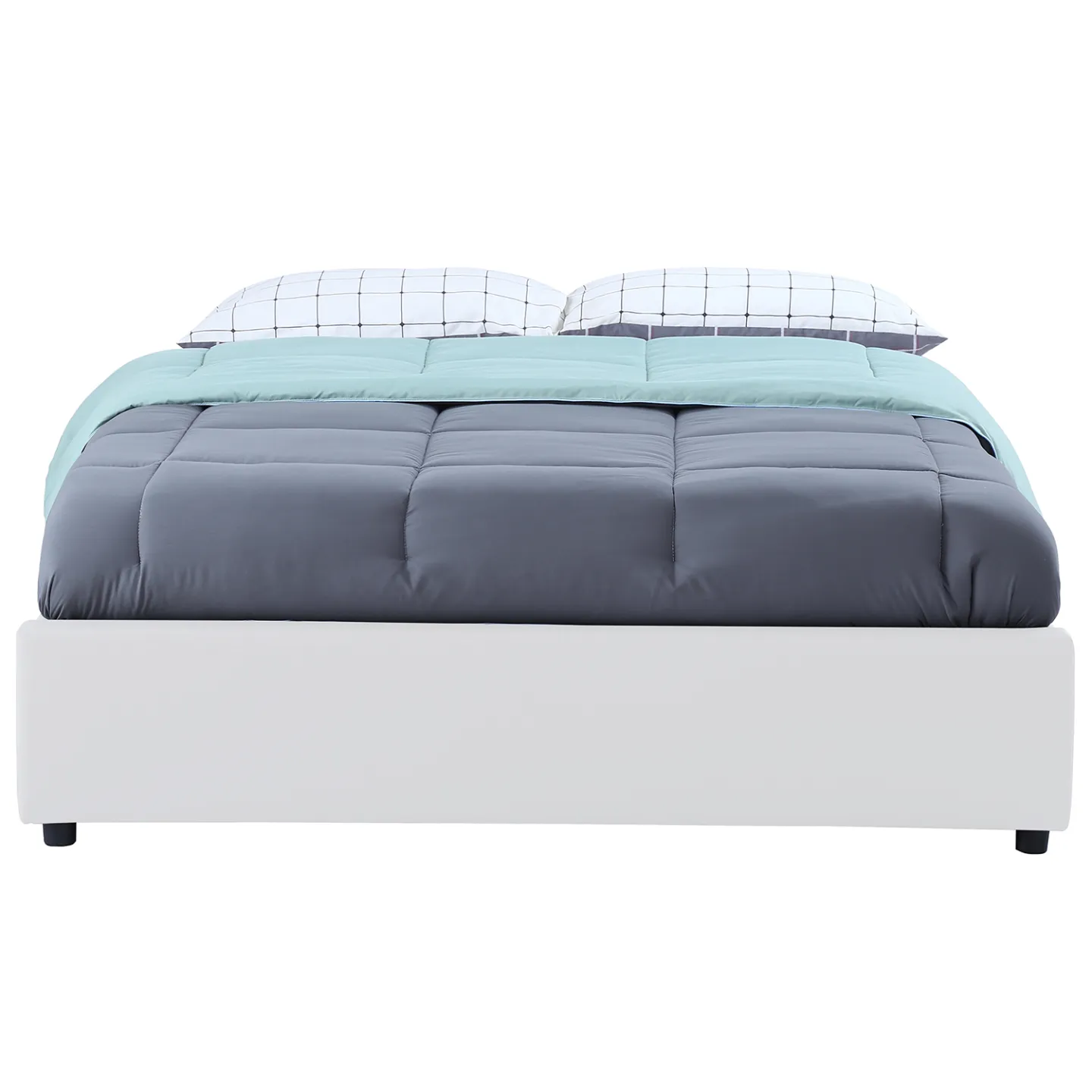 Lit coffre double MIAMI avec sommier 160 x 200 cm PVC blanc