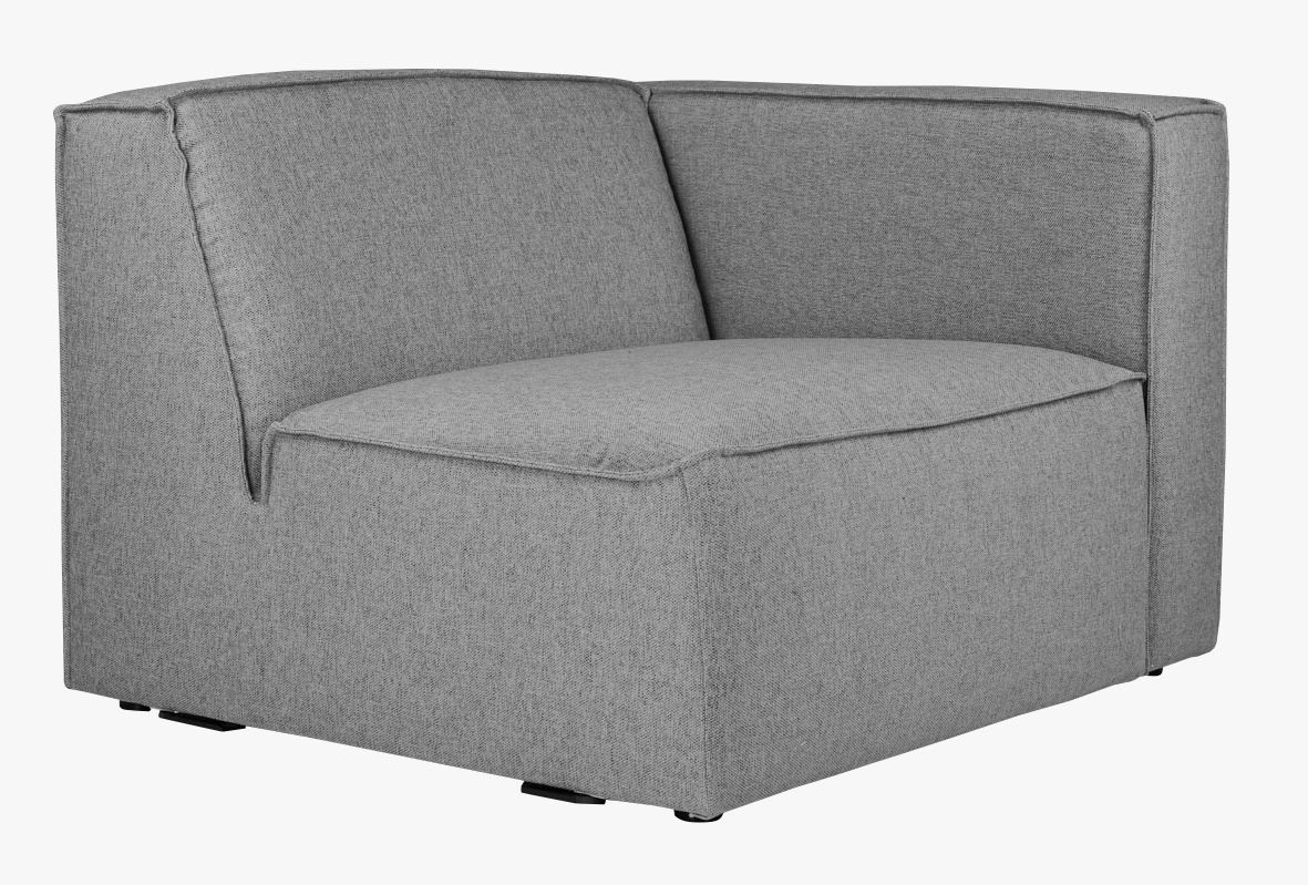 Modulsofa 1,5 seter m/armlene høyre grå - 110x93x73 cm