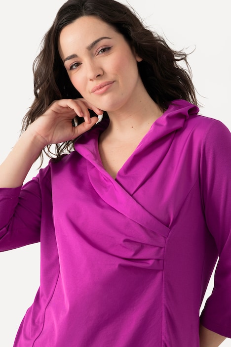 Shirt, Taft-Kragen, Classic, V-Ausschnitt, 3/4-Arm