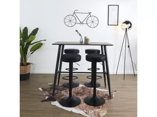 SMIDO - Lot de 2 Tabourets Réglables Simili Noir