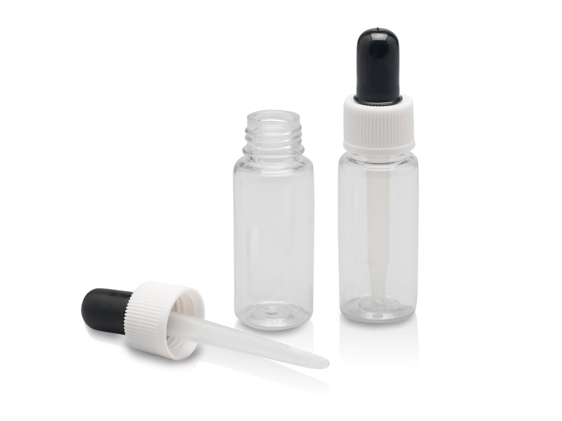 Rundflasche Kunststoff mit Pipettenverschluss, Set