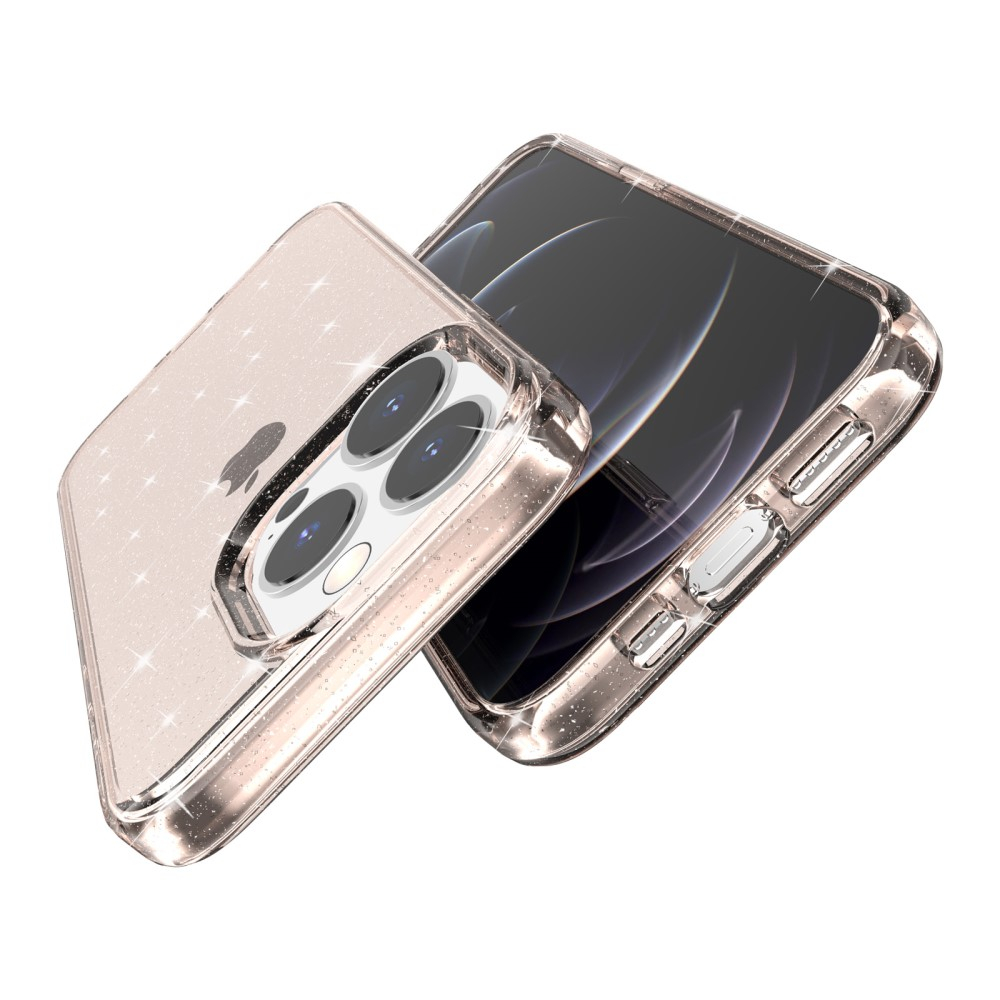 iPhone 14 Pro Max Hybrid Hardcase Schutzhülle im Glitzer Design - Gold / Transparent