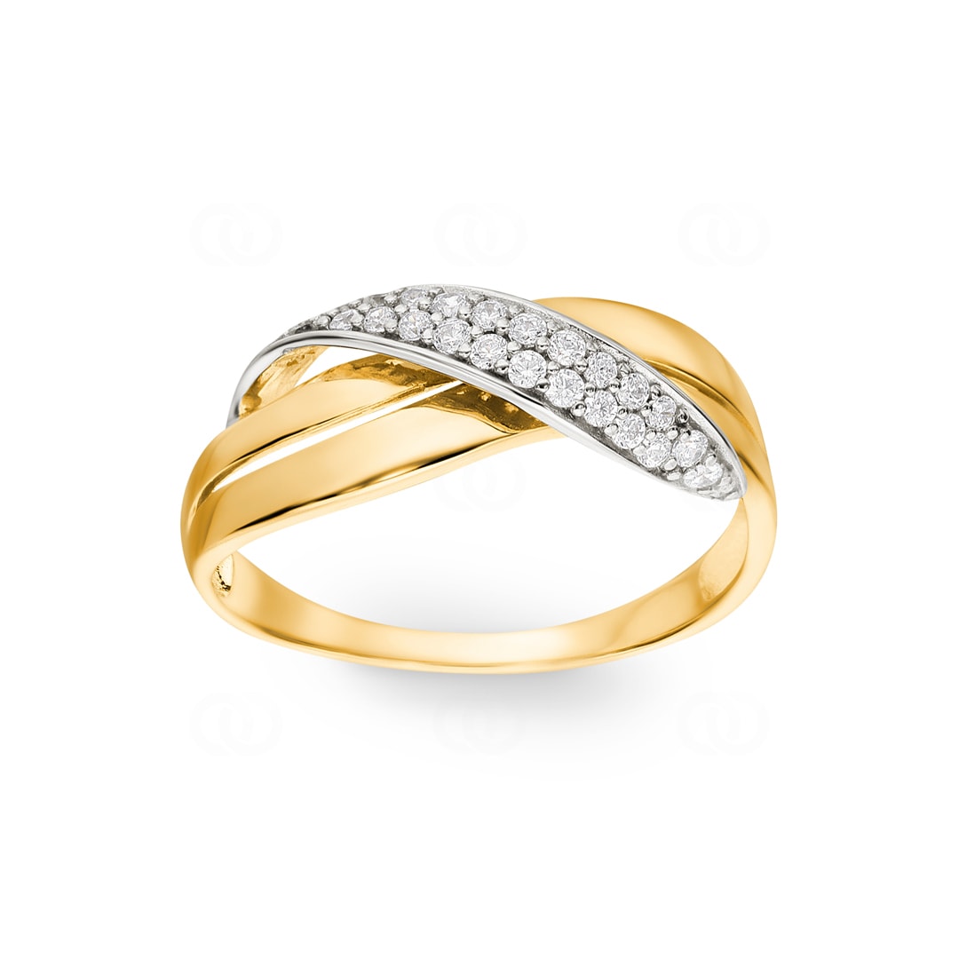 Ring 750/18 K Gelbgold bicolor Fantasie mit Zirkonia