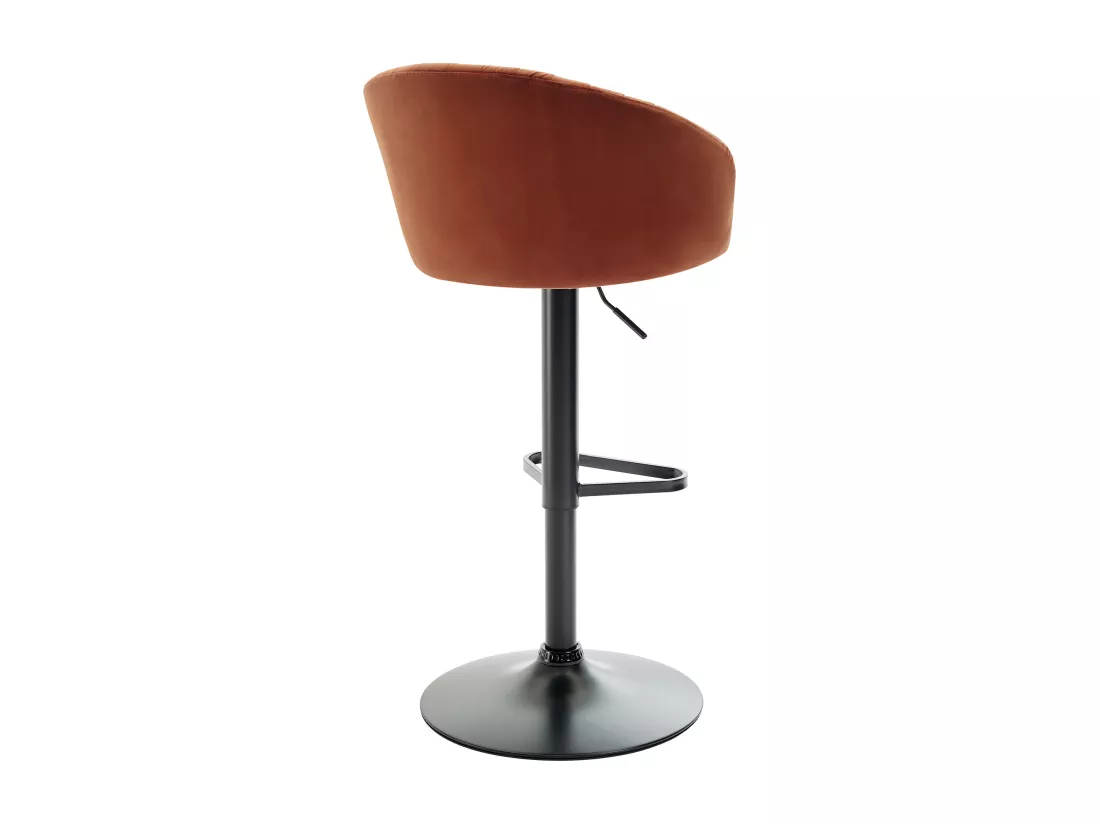 Lot de 2 tabourets de bar en velours et métal noir - Hauteur réglable - Terracotta - DORALIZ