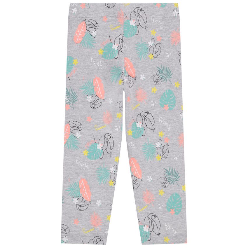 Corsaire en jersey imprimé fantaisie pour fille - Gris chiné