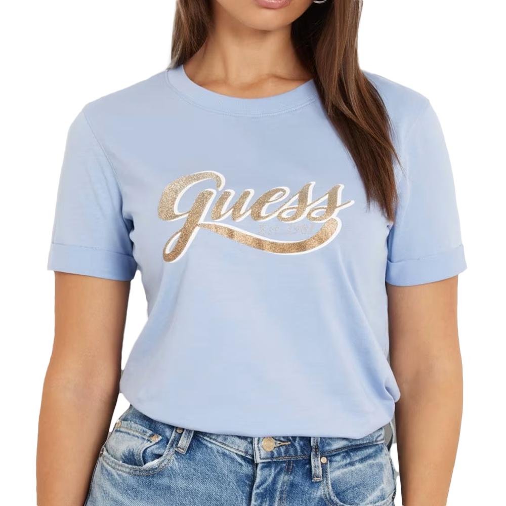 Guess T-shirt Bleu Femme Guess Glittery